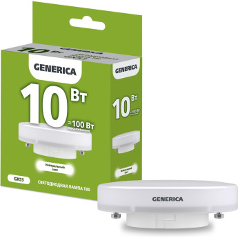 Лампа светодиодная IEK GENERICA T80 таблетка 10Вт 230В 4000К GX53