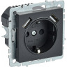 Розетка IEK BRITE РЮш10-1-БрЧ 16А с USB A+A 2,1А BR-R14-16-U21-D21-K02